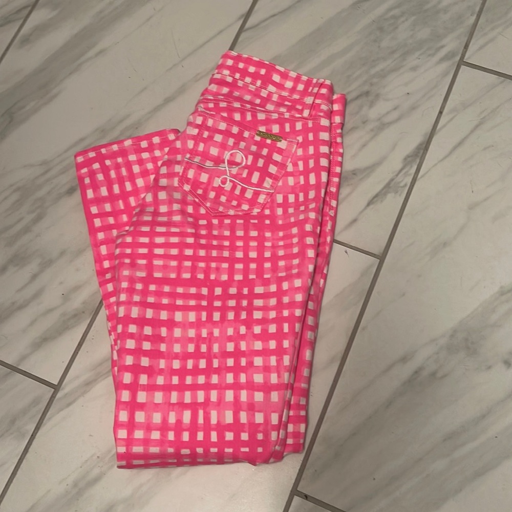 Lilly Pulitzer pink gingham jeans size 4